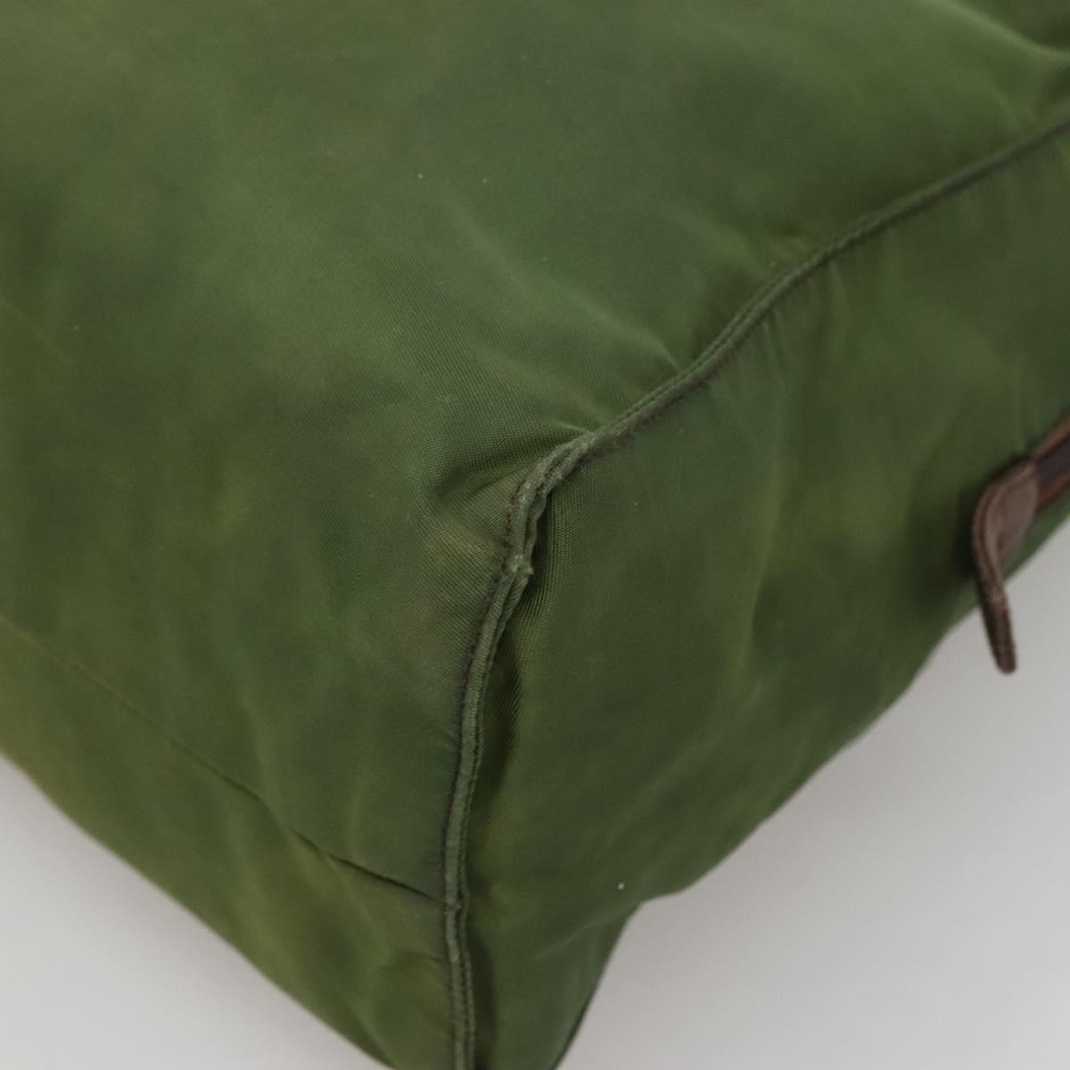 PRADA Shoulder Bag Nylon Green Silver Auth bs25797