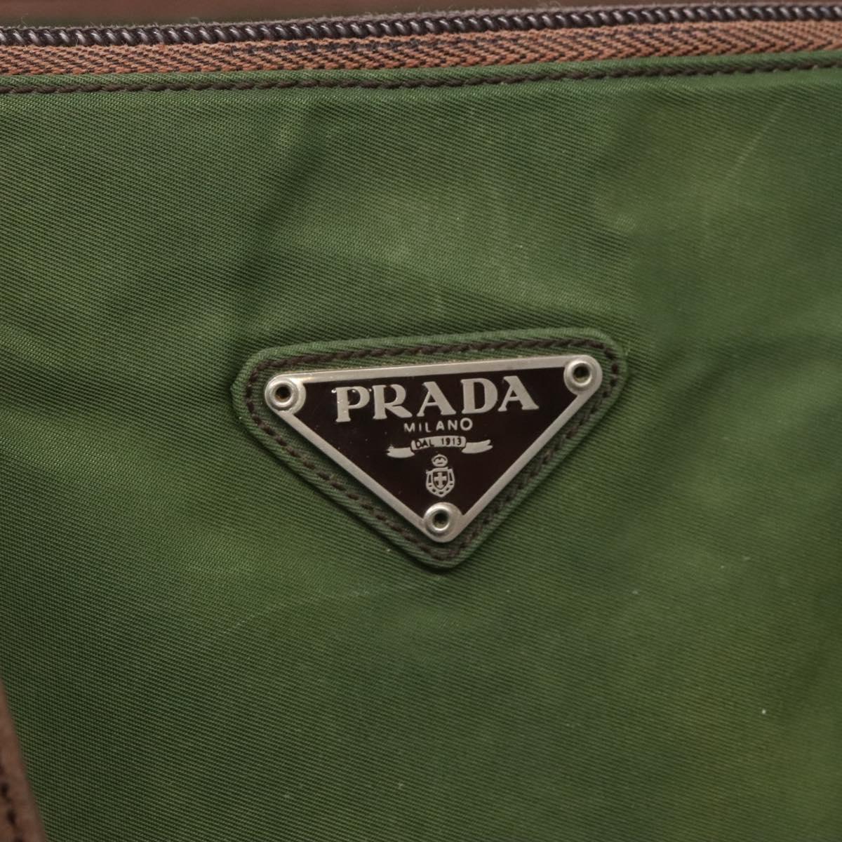 PRADA Shoulder Bag Nylon Green Silver Auth bs25797