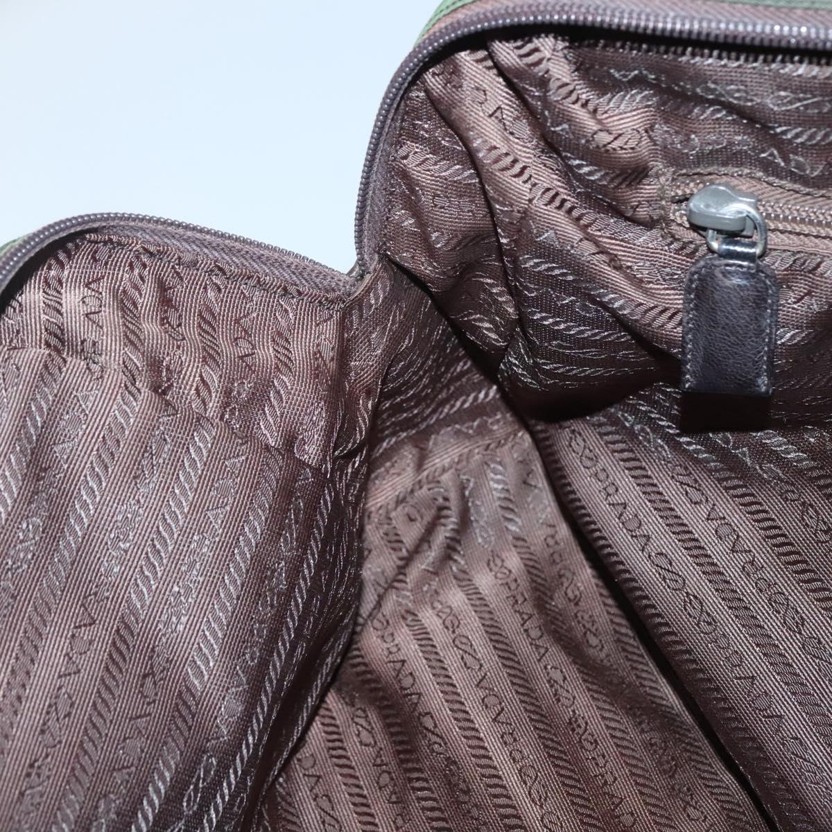 PRADA Shoulder Bag Nylon Green Silver Auth bs25797