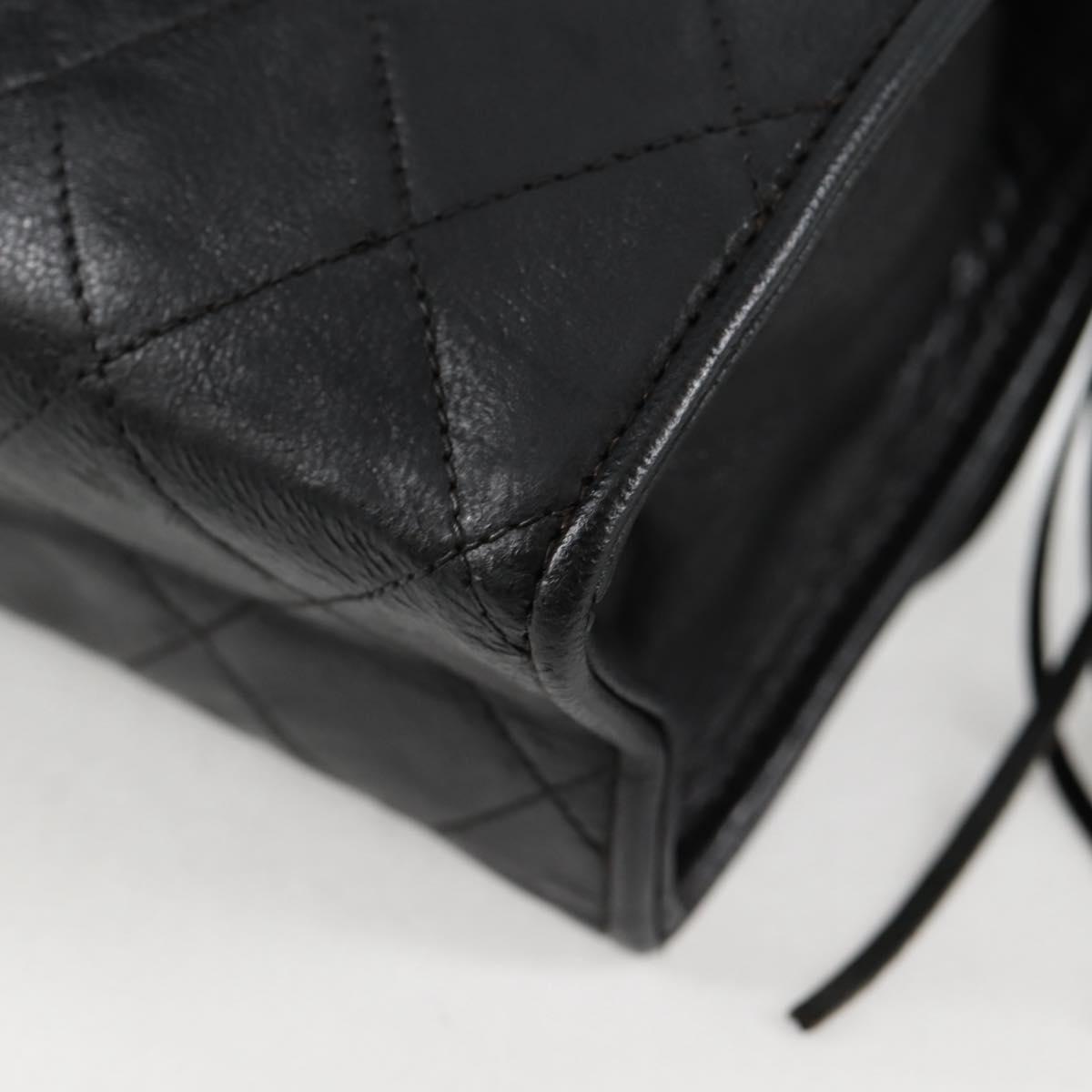 CHANEL Matelasse Chain Shoulder Bag Lamb Skin Black Gold CC Auth bs25799