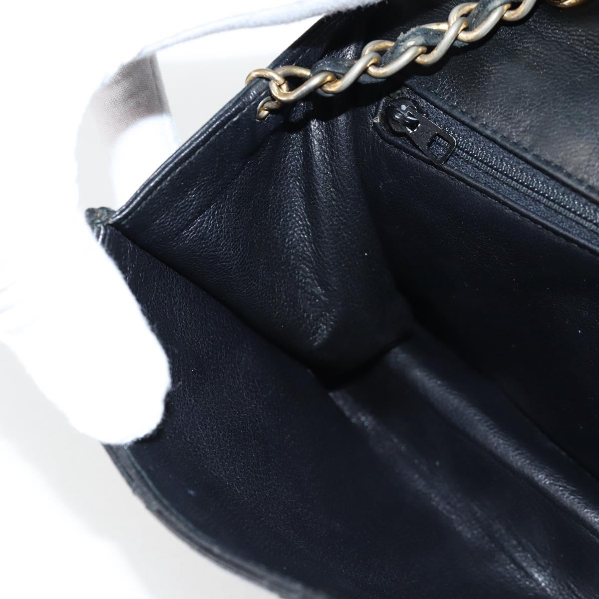 CHANEL Matelasse Chain Shoulder Bag Lamb Skin Black Gold CC Auth bs25799