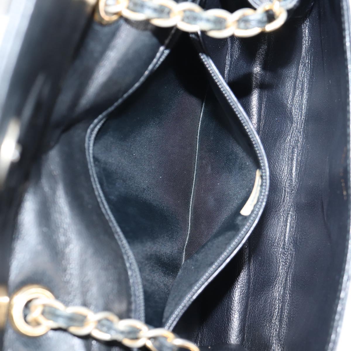 CHANEL Matelasse Chain Shoulder Bag Lamb Skin Black Gold CC Auth bs25799