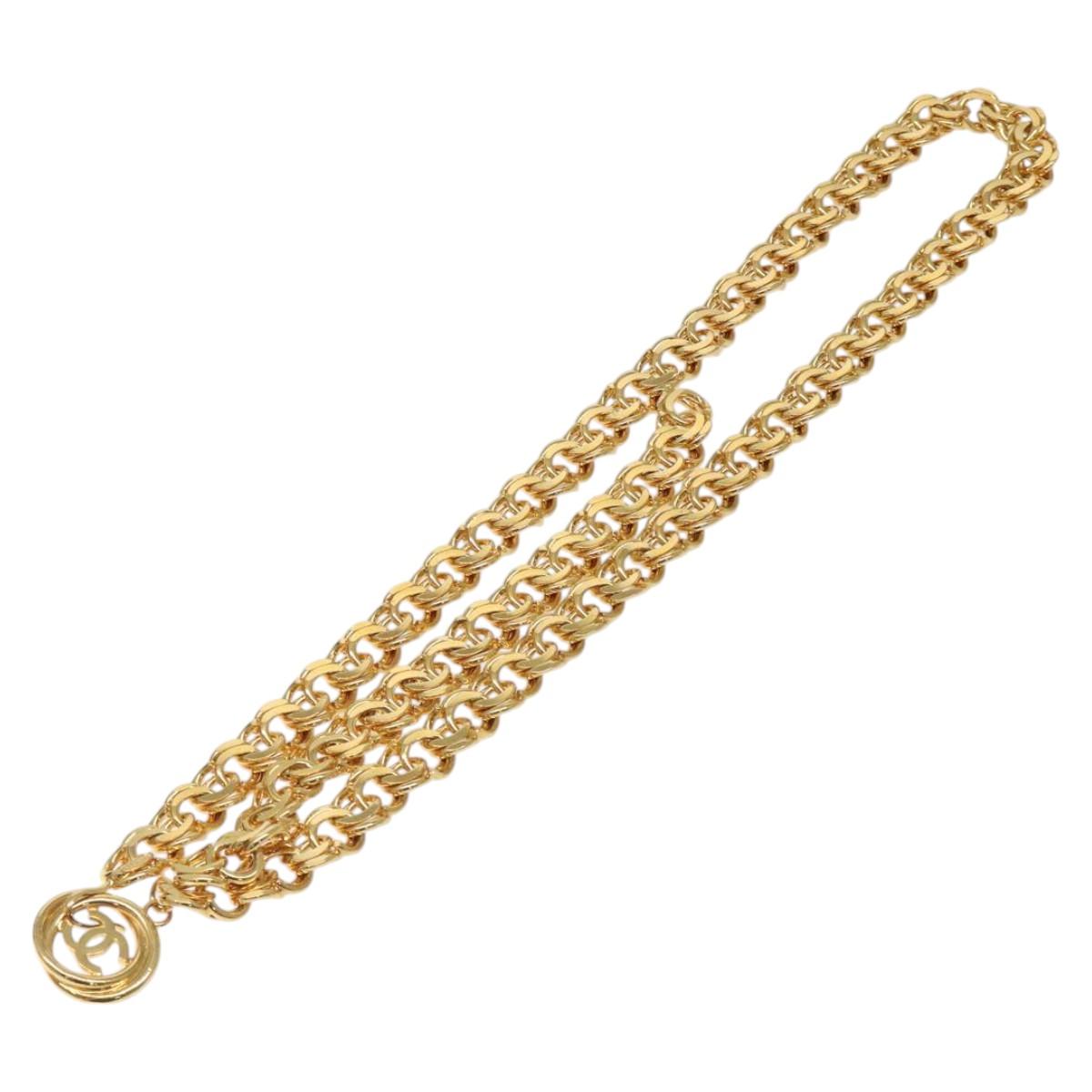 CHANEL Chain Belt Metal 37.4"" Gold CC Auth bs25805