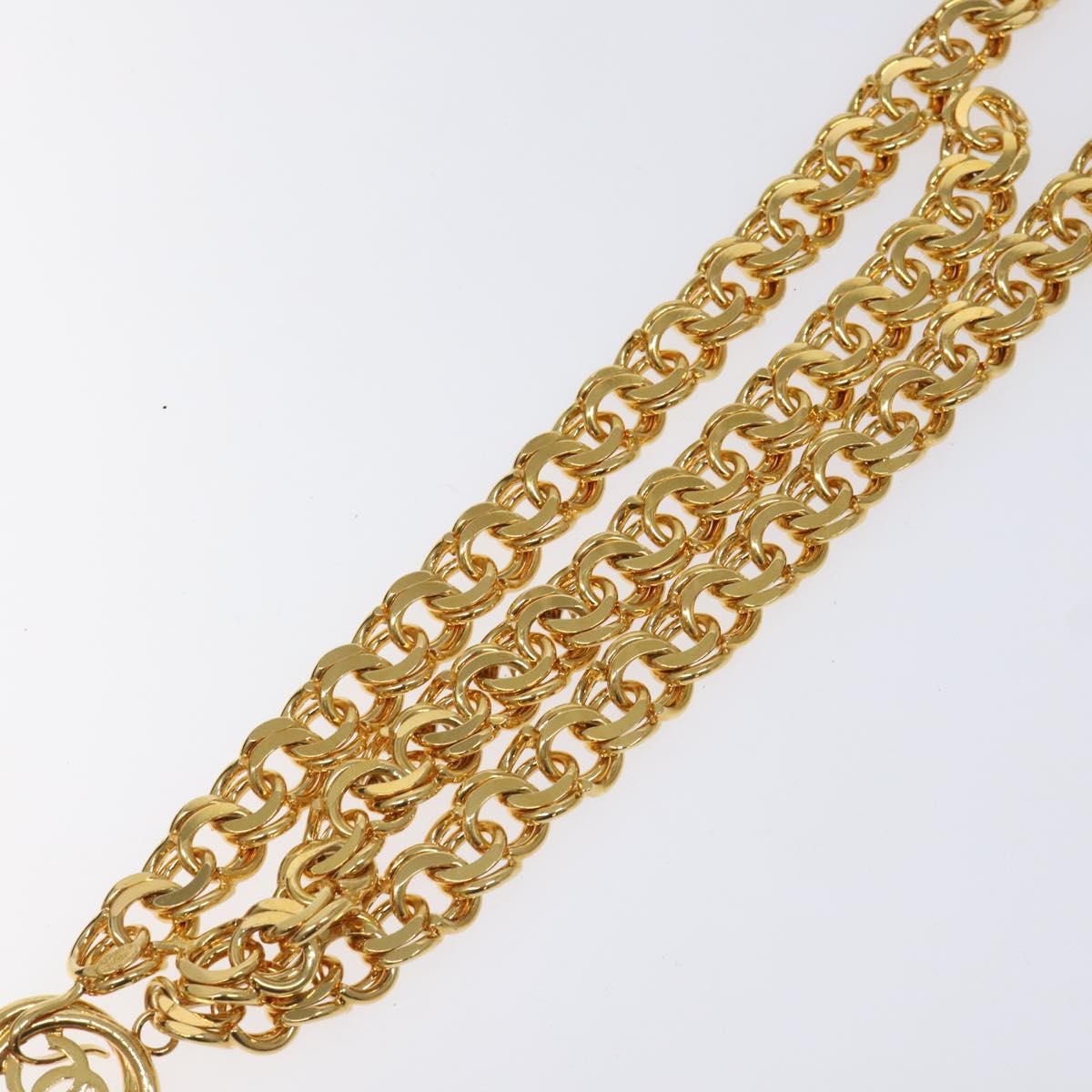 CHANEL Chain Belt Metal 37.4"" Gold CC Auth bs25805