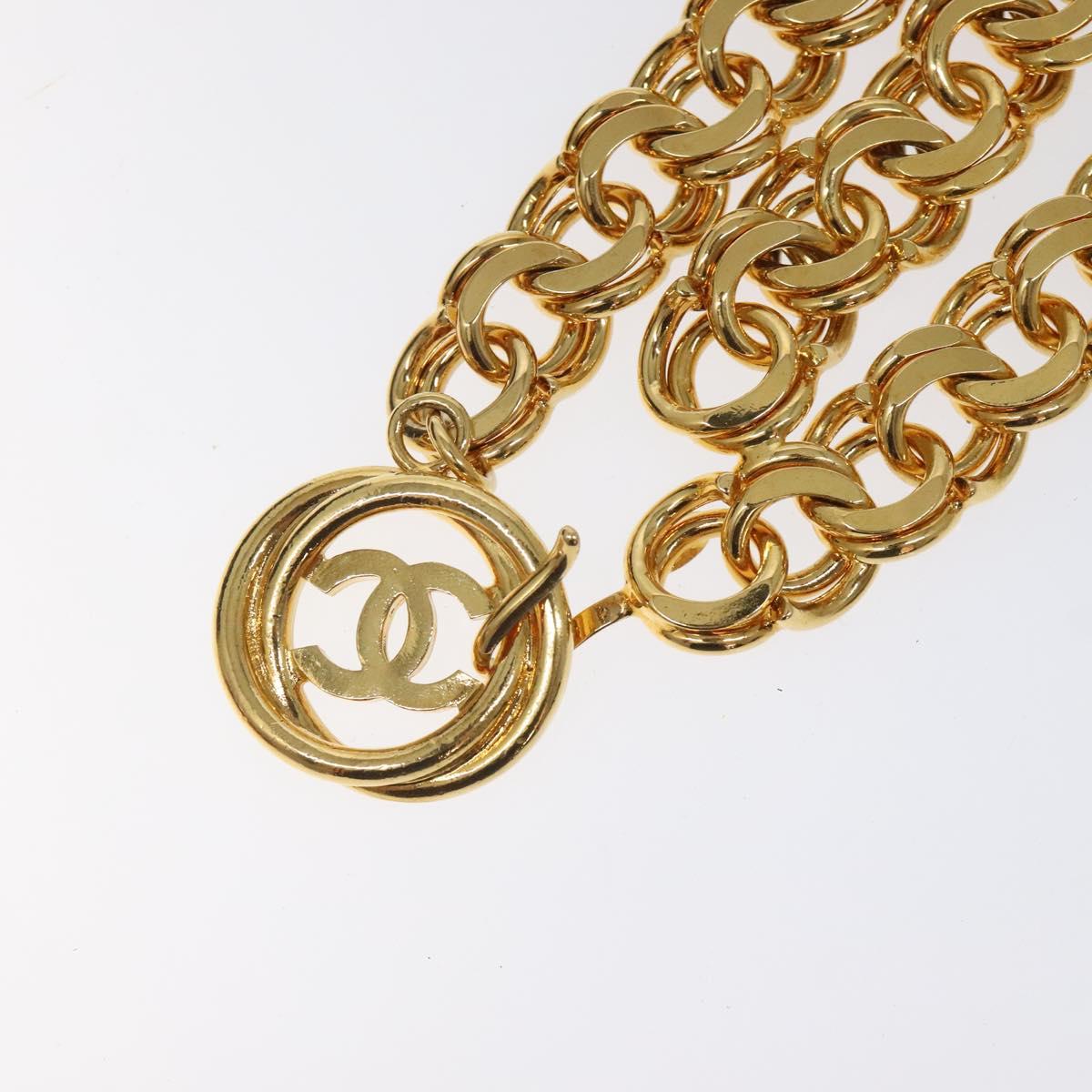 CHANEL Chain Belt Metal 37.4"" Gold CC Auth bs25805