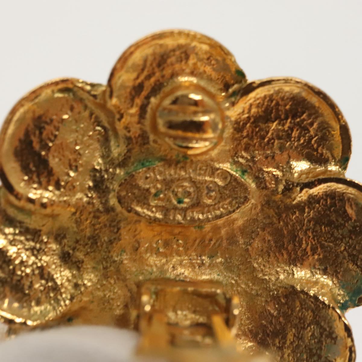 CHANEL Earring metal Gold CC Auth bs25806