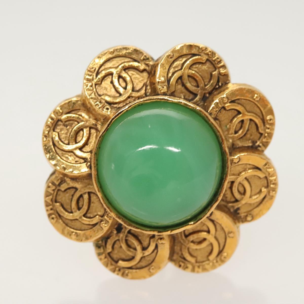 CHANEL Earring metal Gold CC Auth bs25806