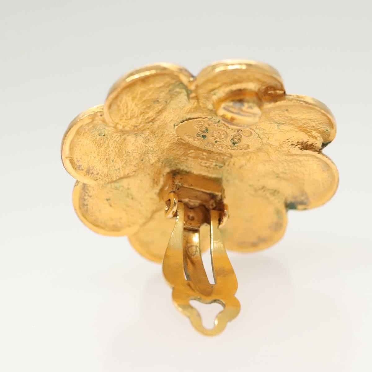 CHANEL Earring metal Gold CC Auth bs25806