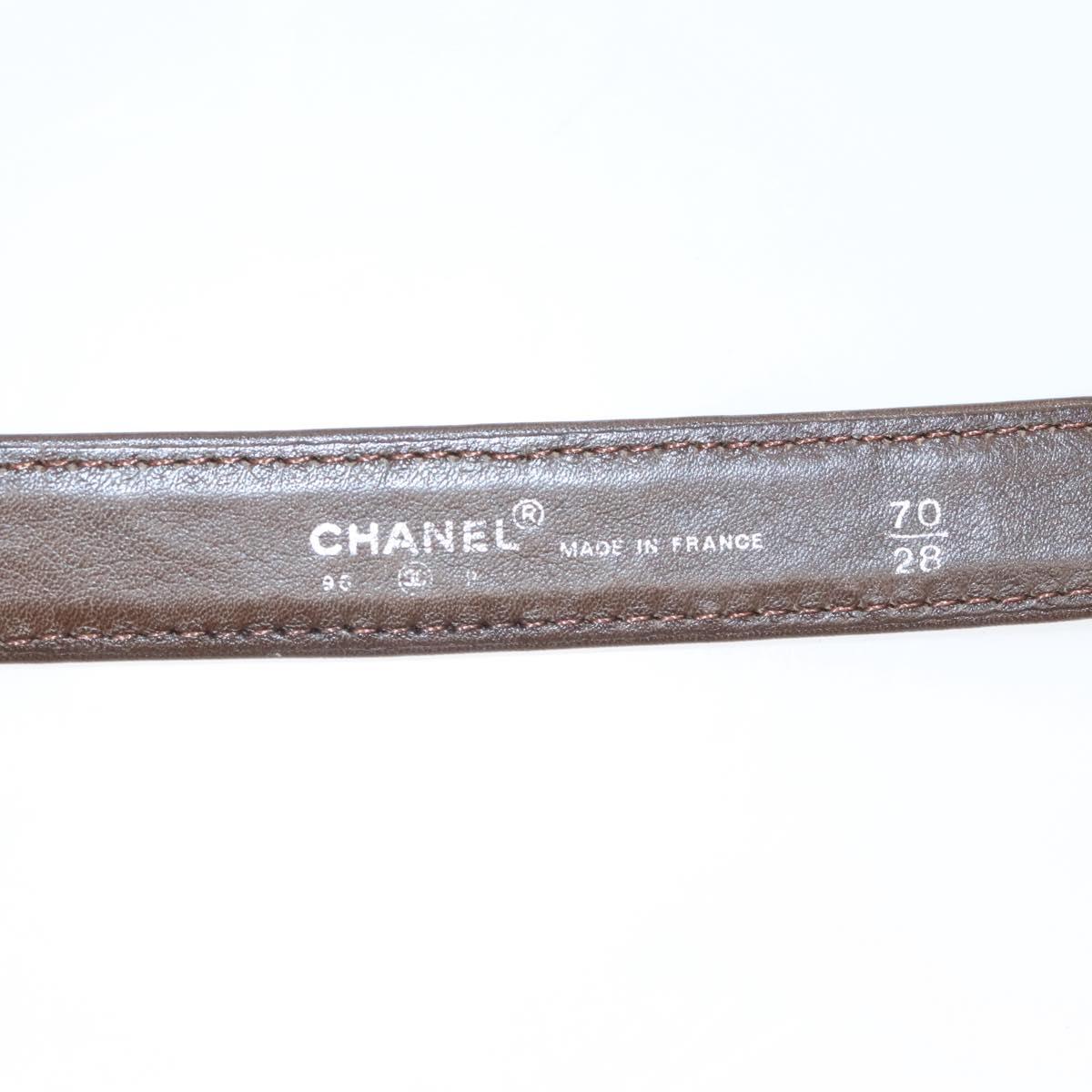 CHANEL Belt Leather 30.7"" Brown CC Auth bs25810