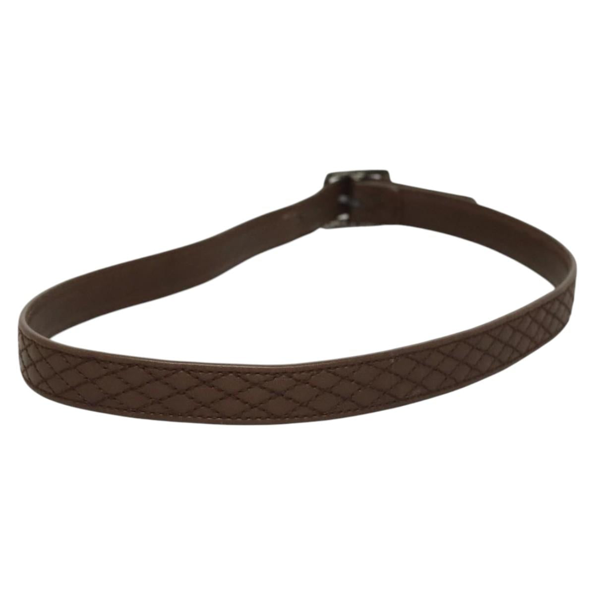 CHANEL Belt Leather 30.7"" Brown CC Auth bs25810