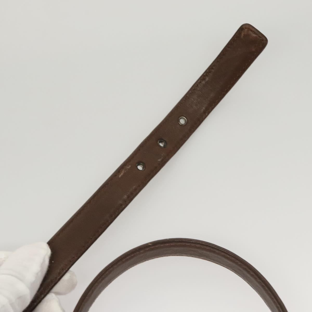 CHANEL Belt Leather 30.7"" Brown CC Auth bs25810