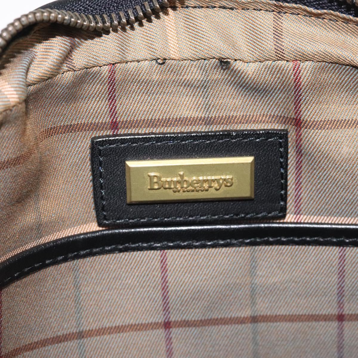 Burberrys Clutch Bag Leather Black Auth bs25815