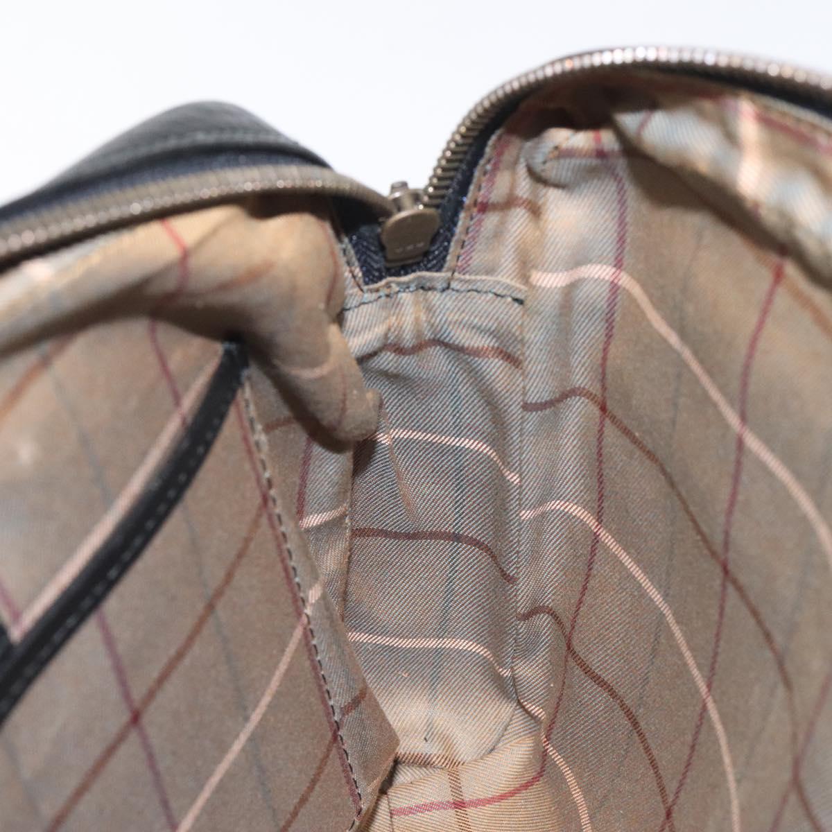 Burberrys Clutch Bag Leather Black Auth bs25815