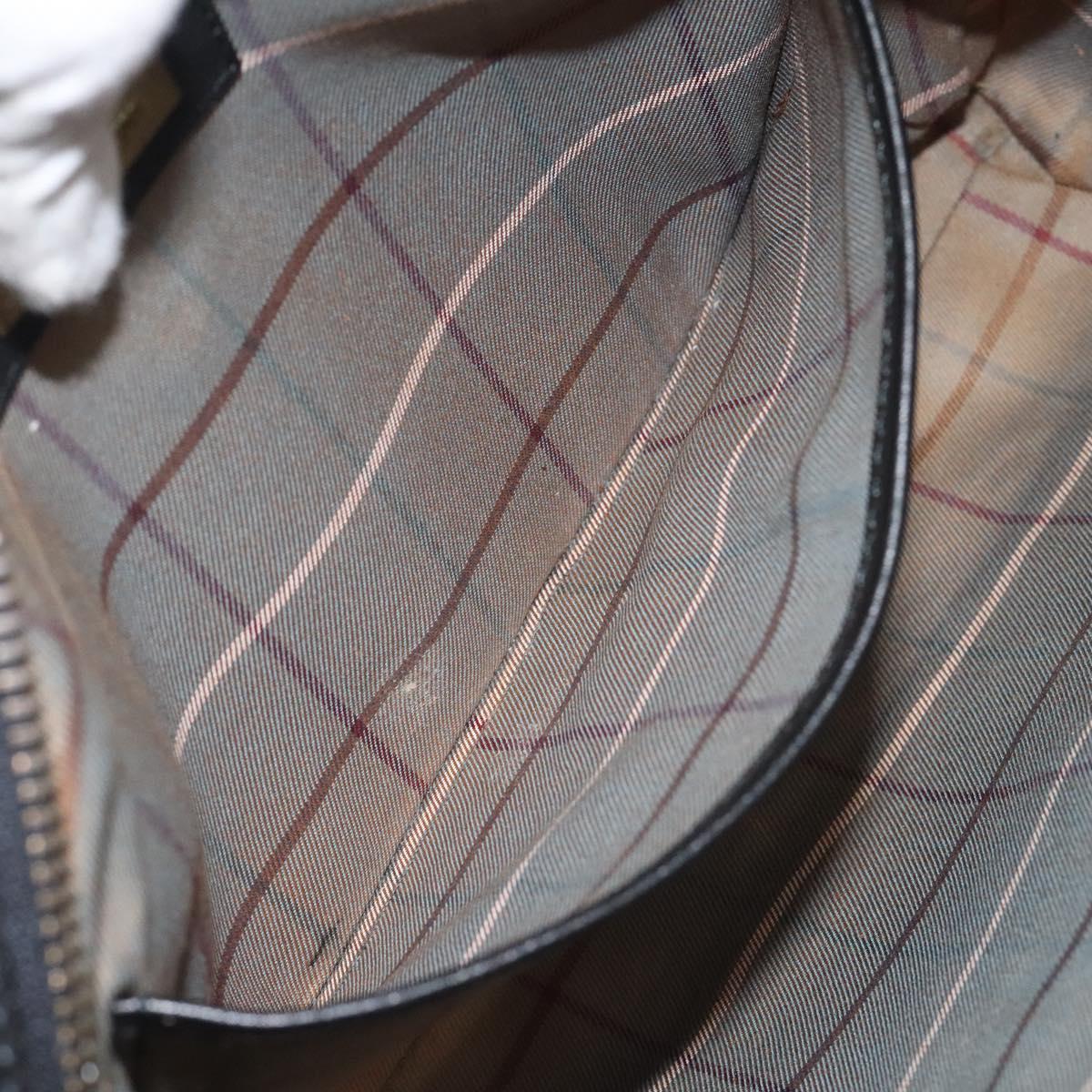 Burberrys Clutch Bag Leather Black Auth bs25815