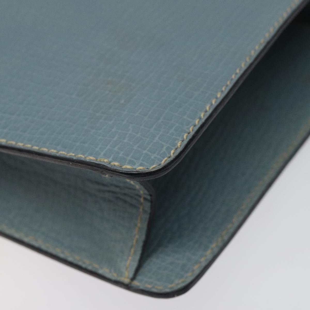 LOEWE Clutch Bag Leather Light Blue Gold Auth bs25818