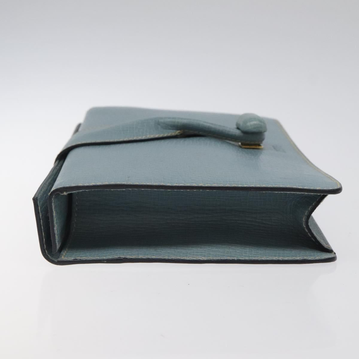 LOEWE Clutch Bag Leather Light Blue Gold Auth bs25818