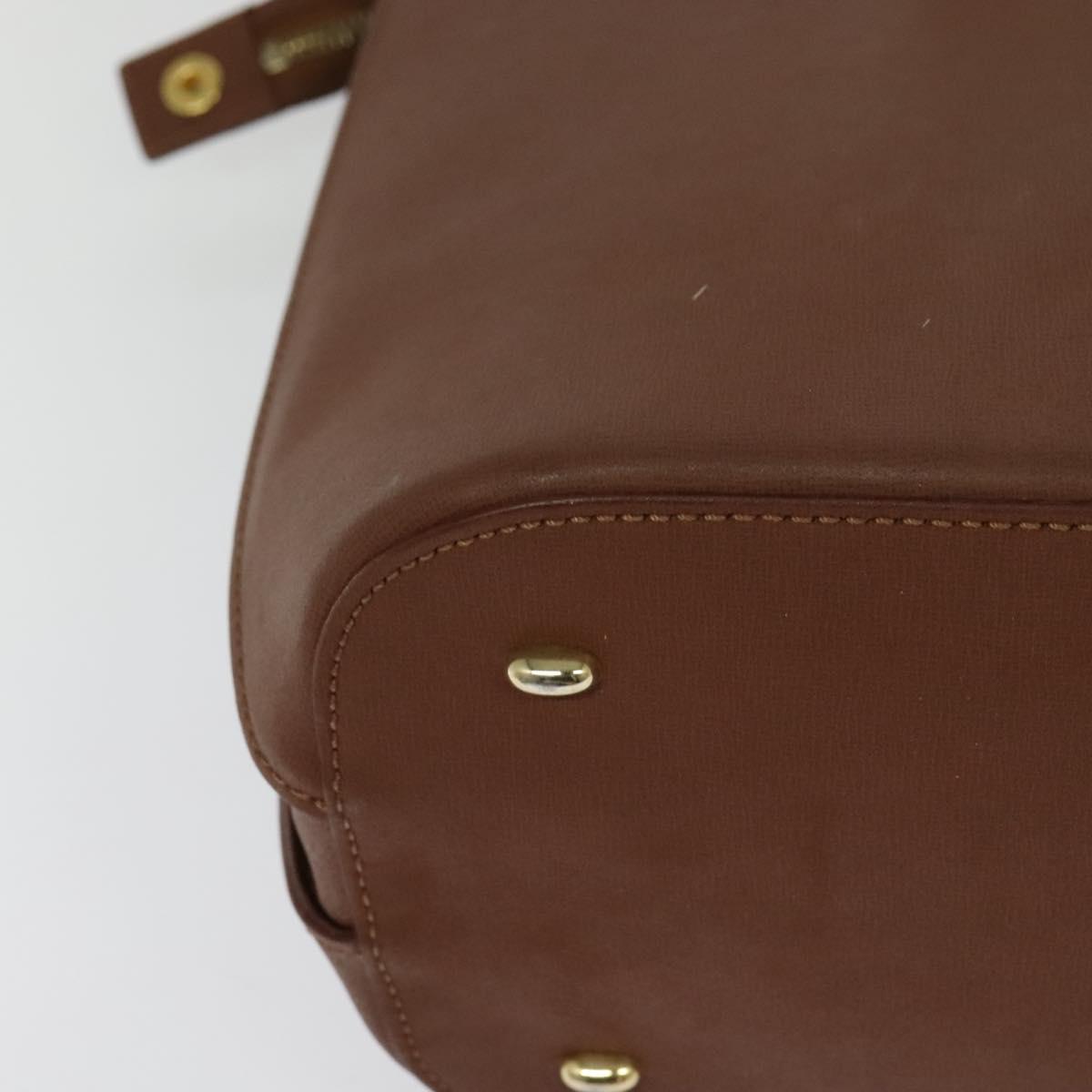 CELINE Hand Bag Leather Brown Gold Auth bs25822