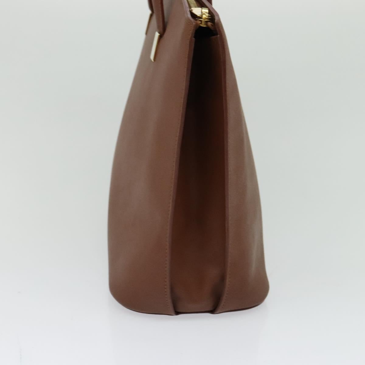 CELINE Hand Bag Leather Brown Gold Auth bs25822