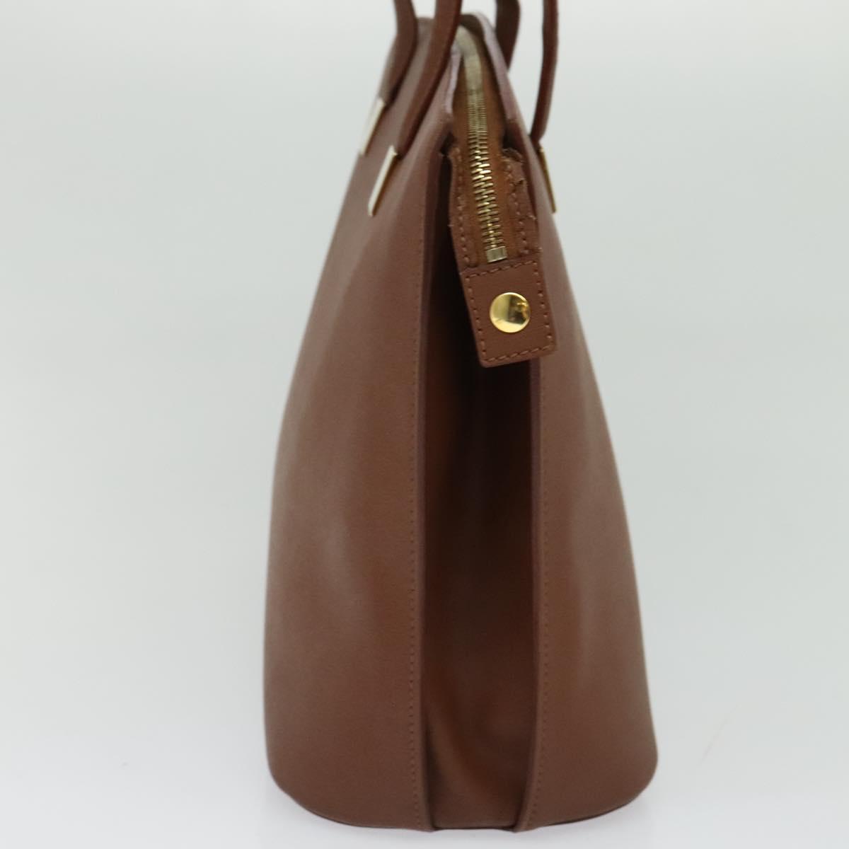 CELINE Hand Bag Leather Brown Gold Auth bs25822