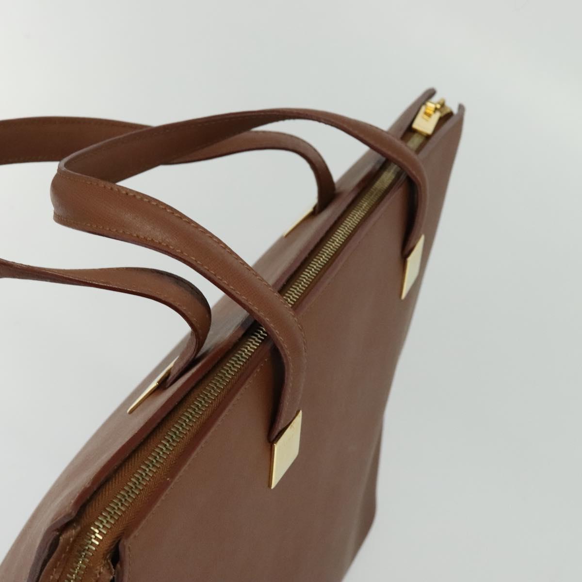 CELINE Hand Bag Leather Brown Gold Auth bs25822