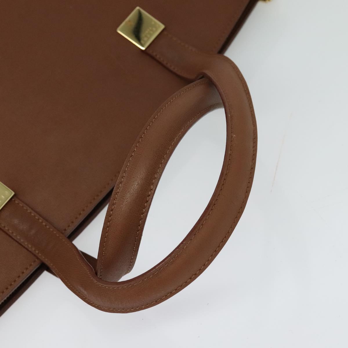 CELINE Hand Bag Leather Brown Gold Auth bs25822