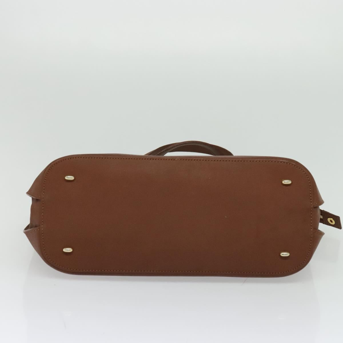 CELINE Hand Bag Leather Brown Gold Auth bs25822