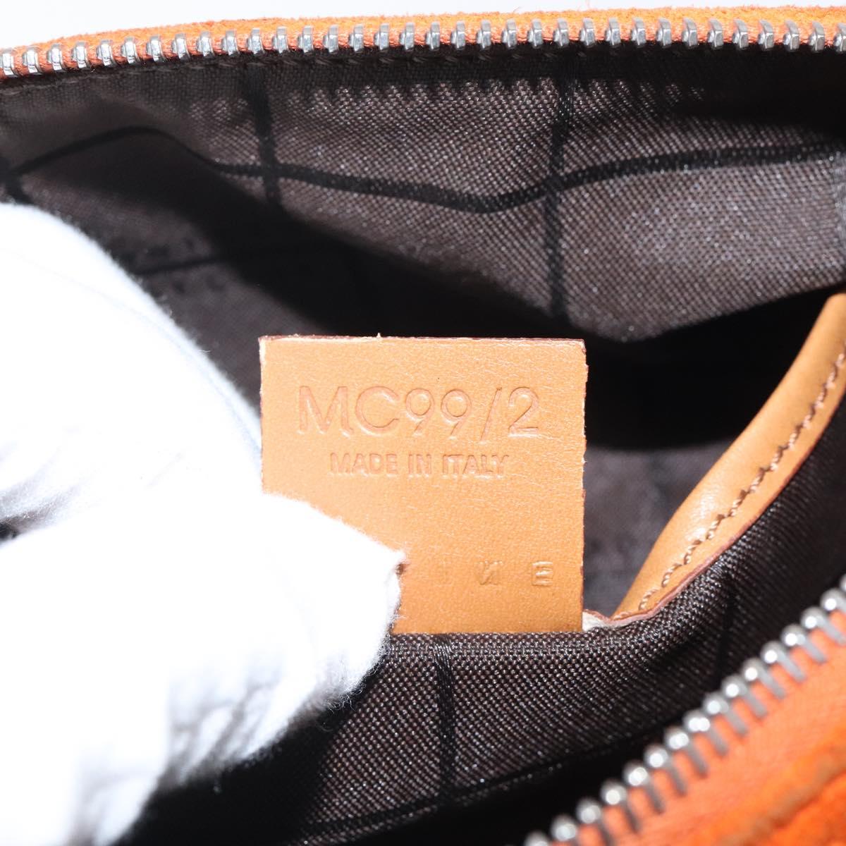 CELINE C Macadam Canvas Hand Bag Suede Orange Silver Auth bs25823