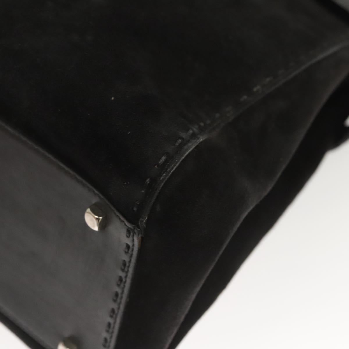 Salvatore Ferragamo Gancini Shoulder Bag Suede Black Silver Auth bs25826