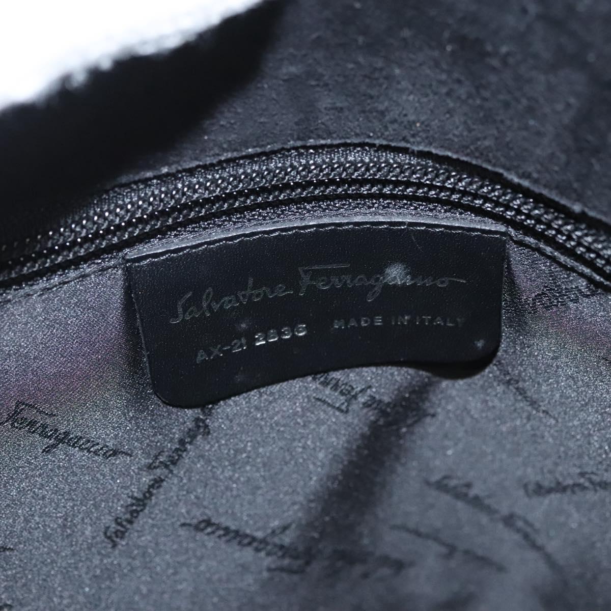 Salvatore Ferragamo Gancini Shoulder Bag Suede Black Silver Auth bs25826