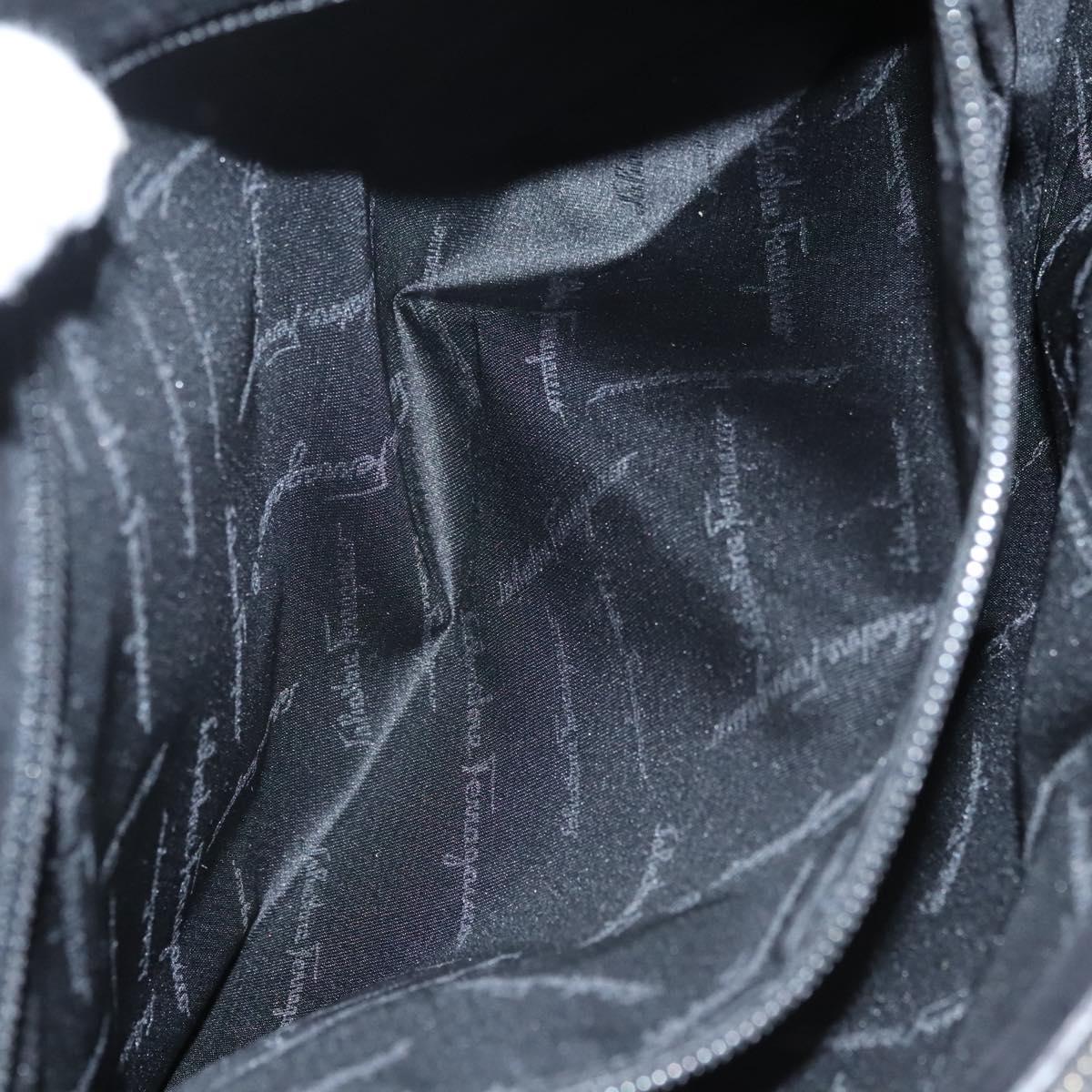 Salvatore Ferragamo Gancini Shoulder Bag Suede Black Silver Auth bs25826