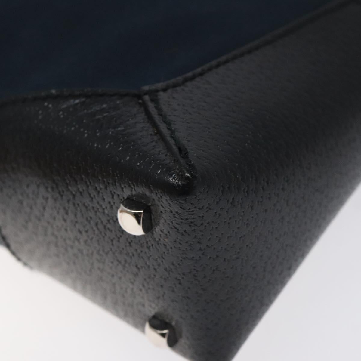 Salvatore Ferragamo Shoulder Bag Canvas Navy Silver Auth bs25827