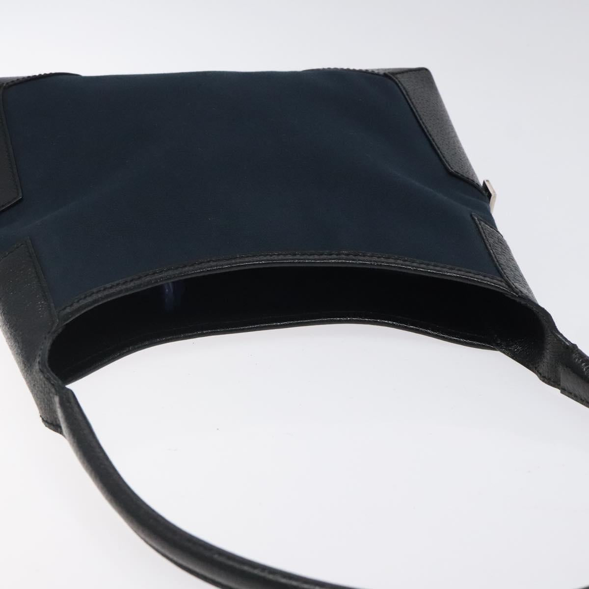 Salvatore Ferragamo Shoulder Bag Canvas Navy Silver Auth bs25827