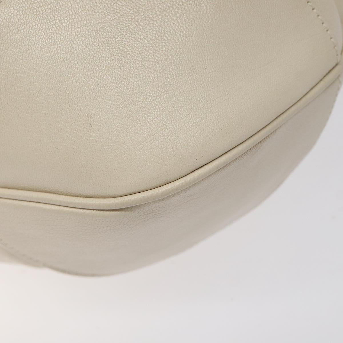 Salvatore Ferragamo Gancini Shoulder Bag Leather White Silver Auth bs25829