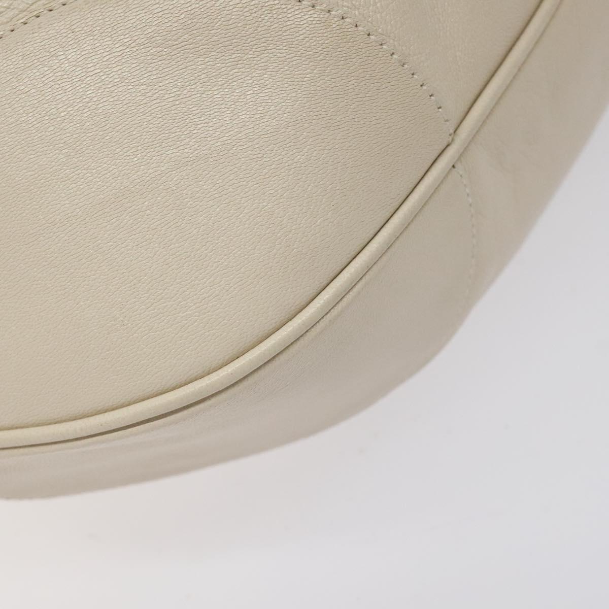 Salvatore Ferragamo Gancini Shoulder Bag Leather White Silver Auth bs25829