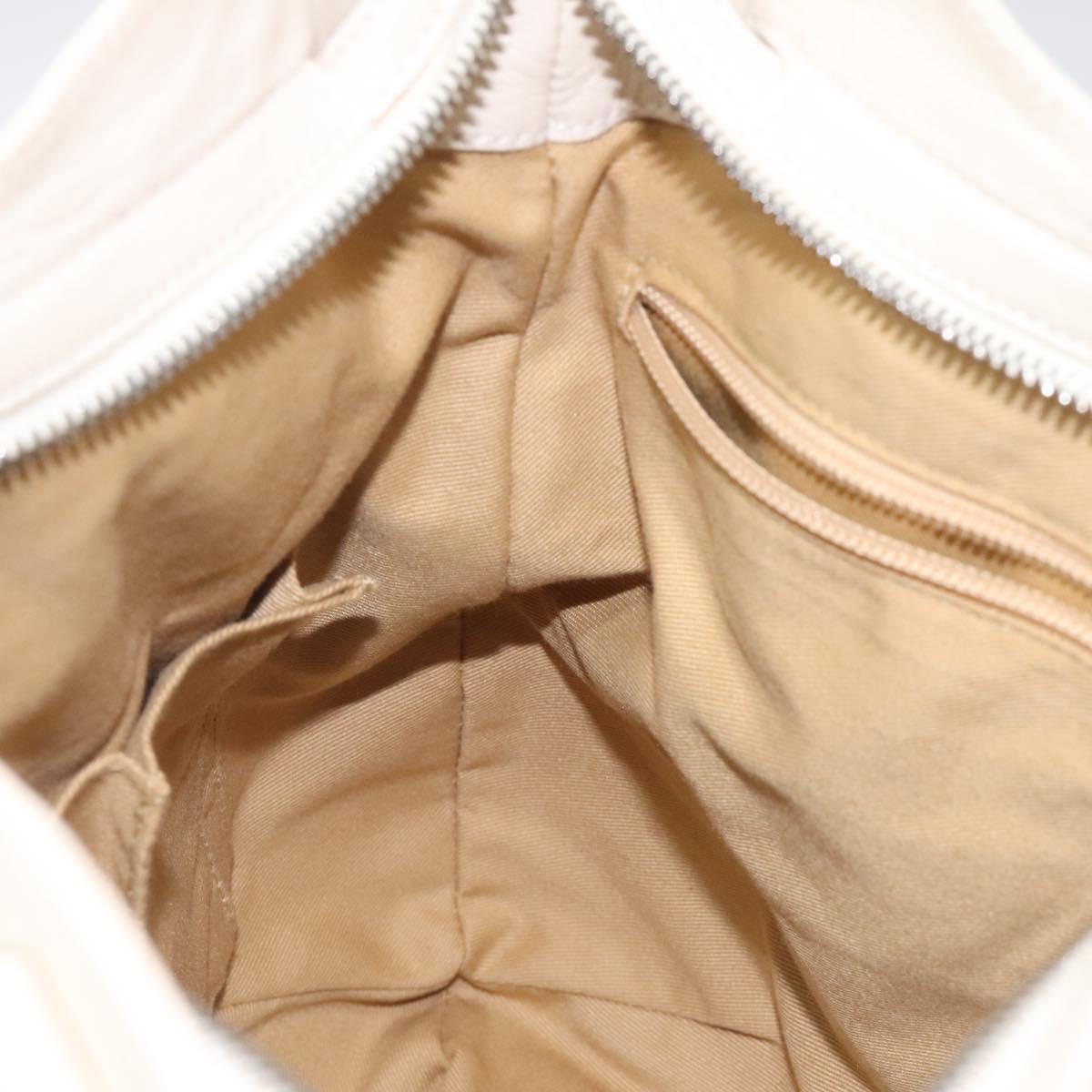 Salvatore Ferragamo Gancini Shoulder Bag Leather White Silver Auth bs25829