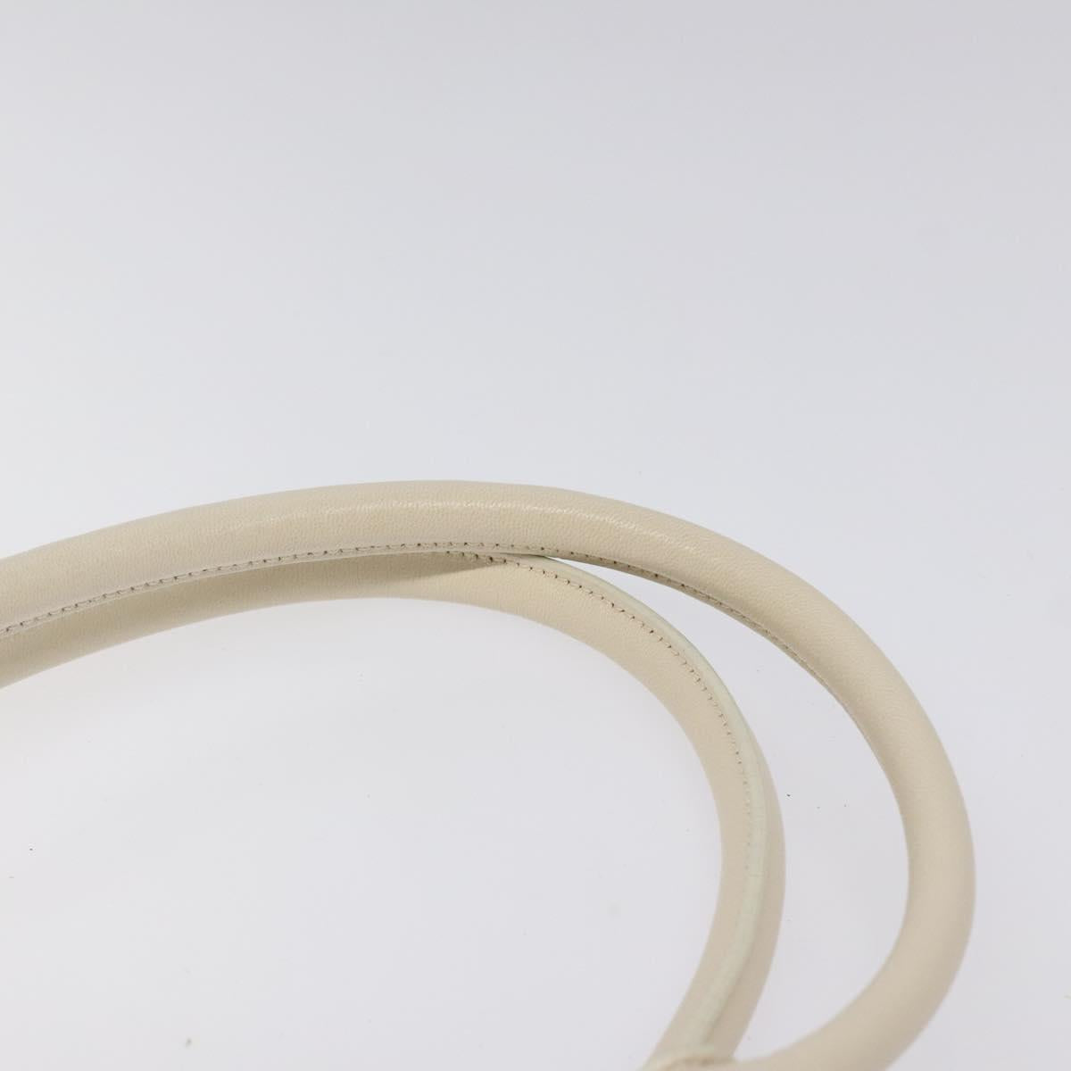 Salvatore Ferragamo Gancini Shoulder Bag Leather White Silver Auth bs25829