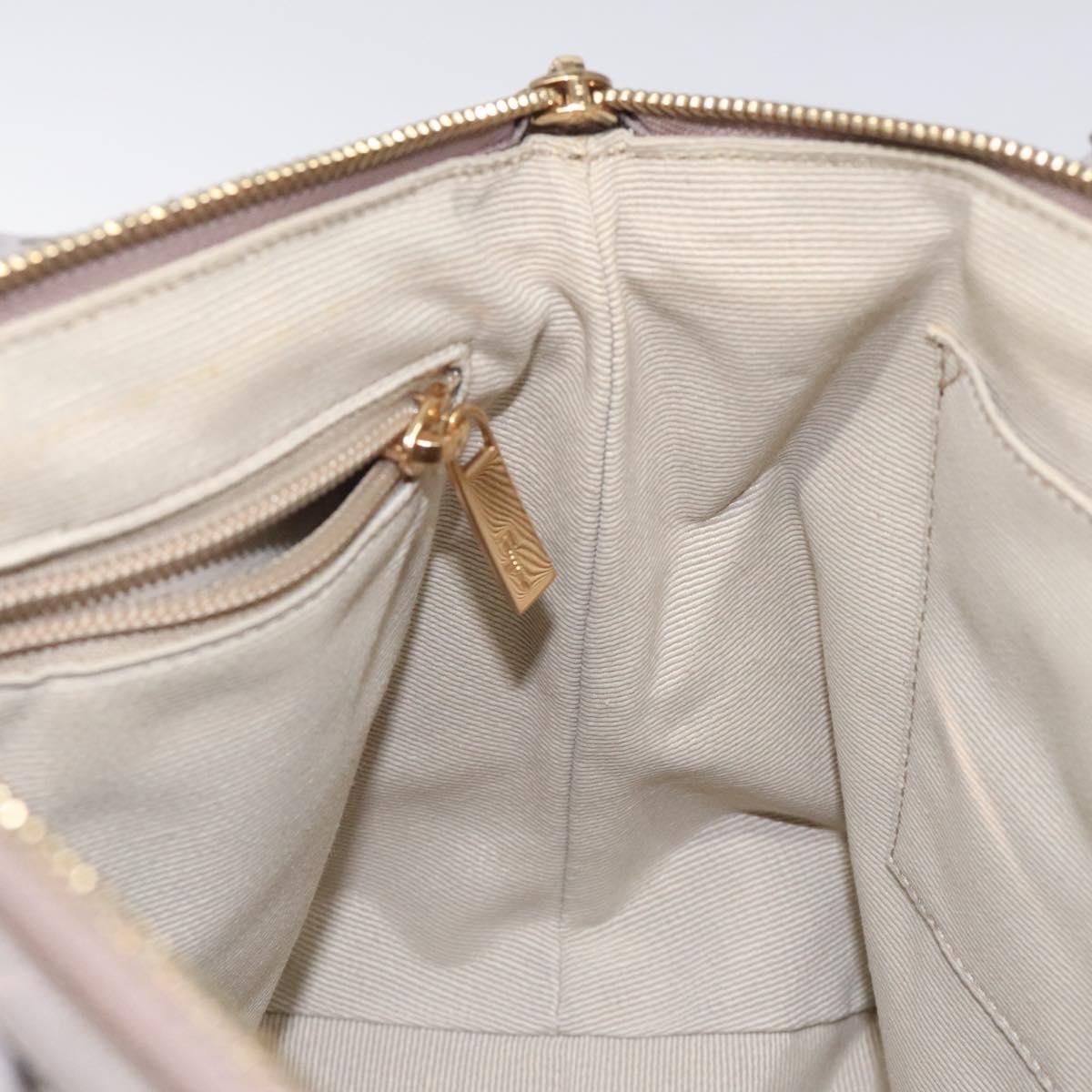 Salvatore Ferragamo Hand Bag Nylon Leather Gray Gold Auth bs25830