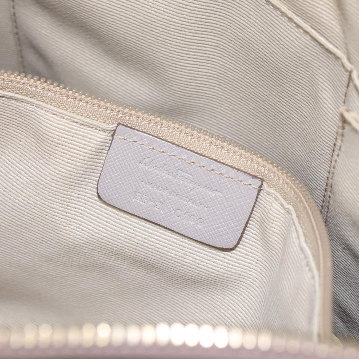 Salvatore Ferragamo Hand Bag Nylon Leather Gray Gold Auth bs25830