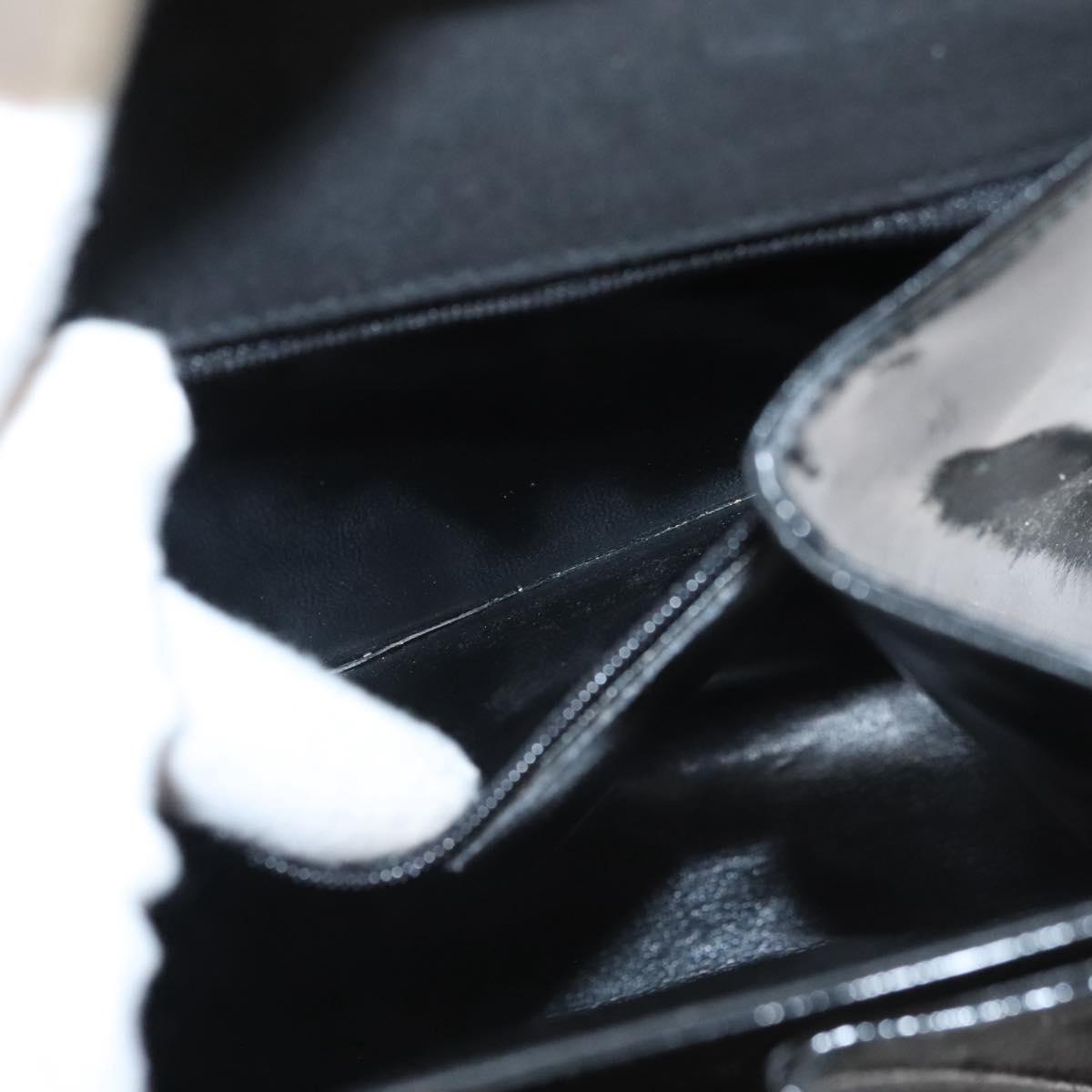 Salvatore Ferragamo Hand Bag Enamel 2way Black Gold Auth bs25832