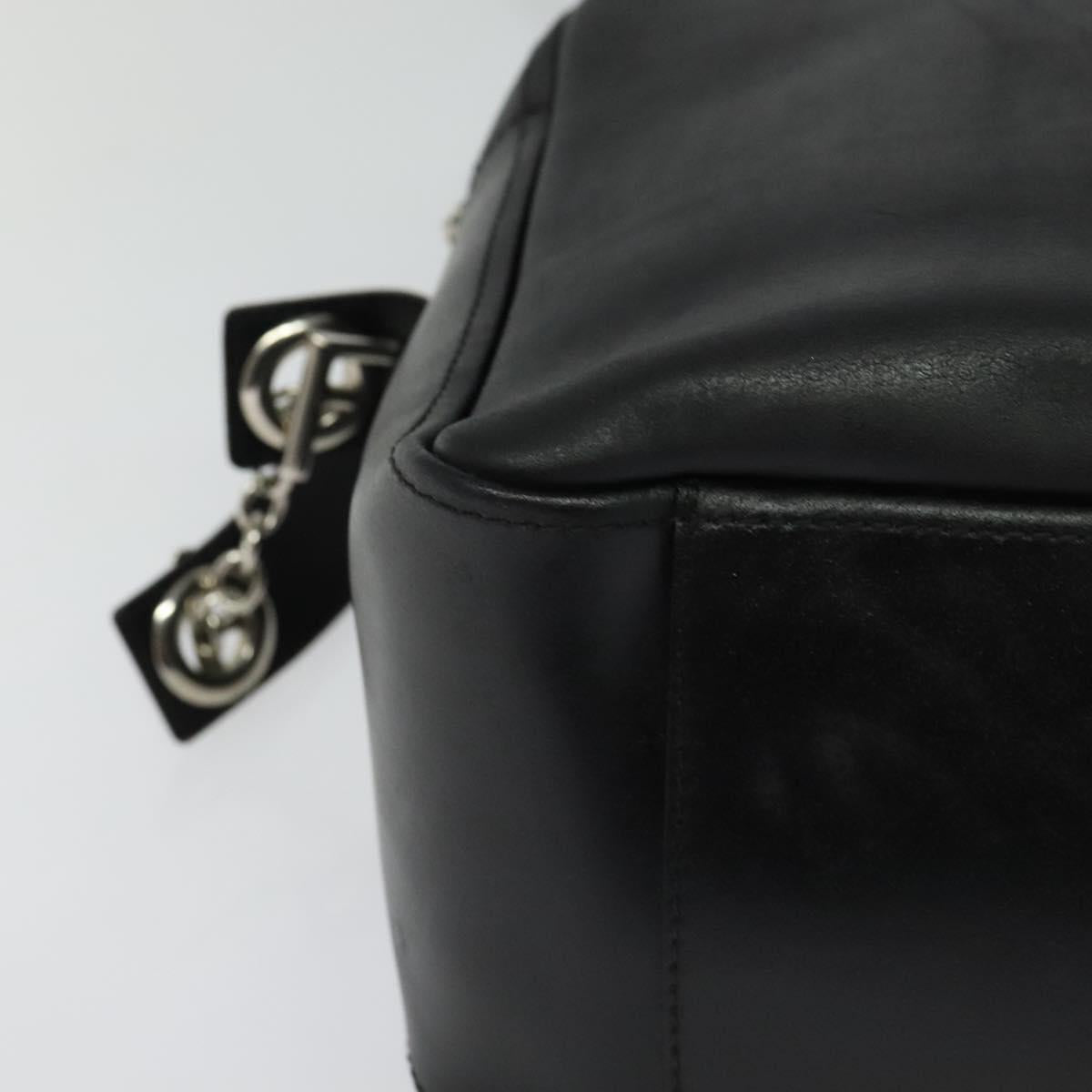 FENDI Shoulder Bag Leather Black Silver Auth bs25833