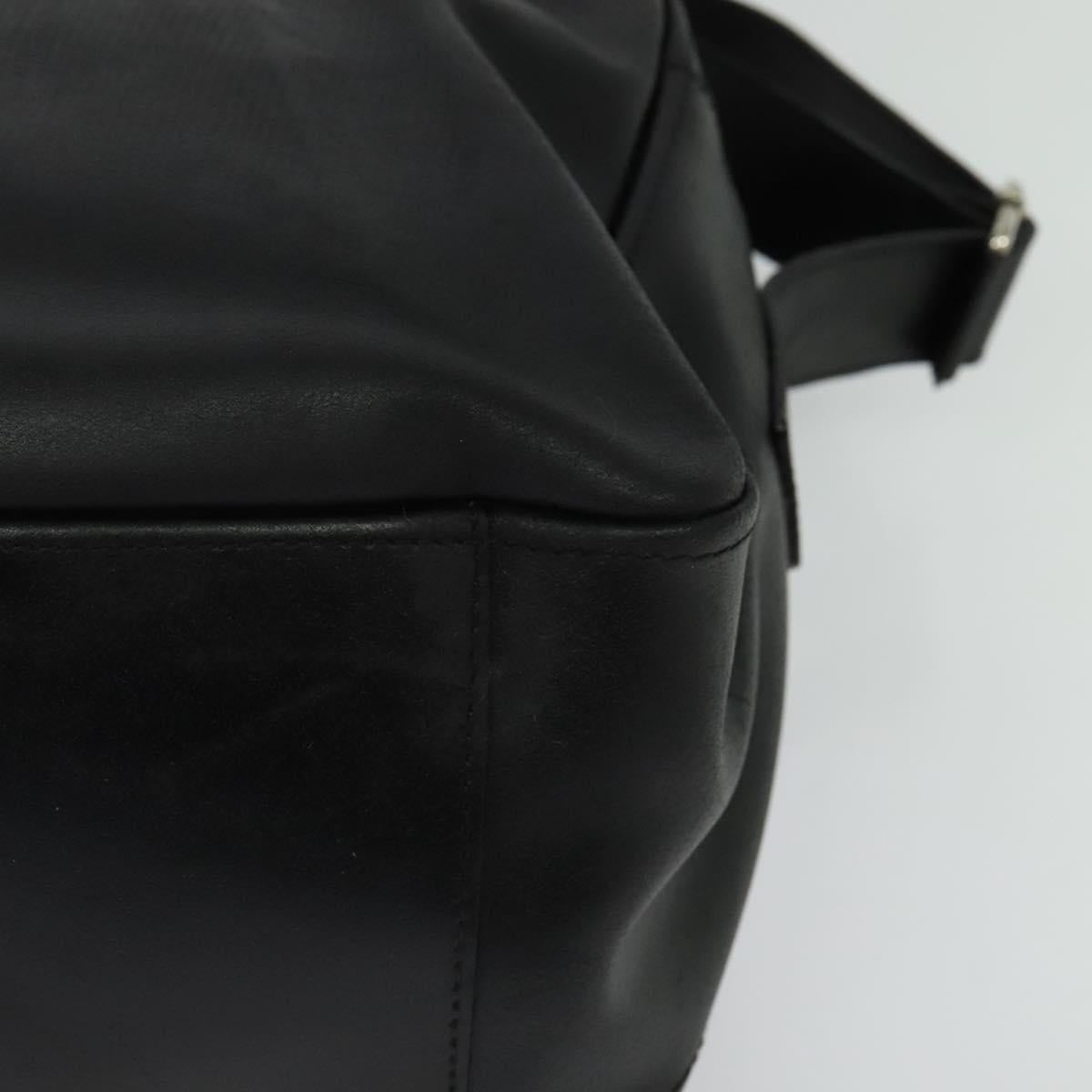 FENDI Shoulder Bag Leather Black Silver Auth bs25833