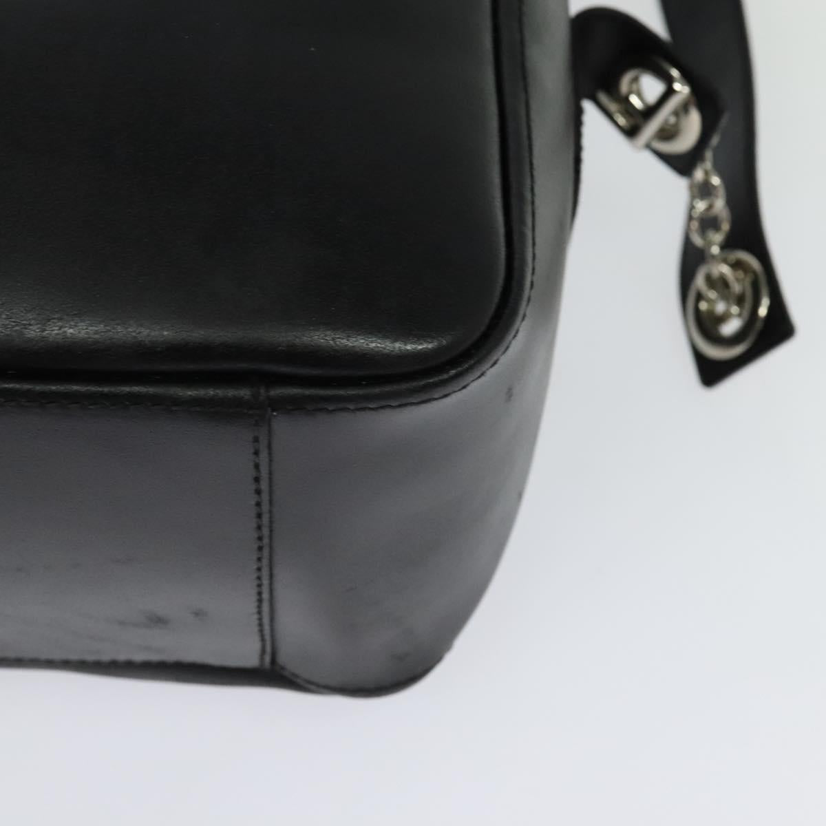 FENDI Shoulder Bag Leather Black Silver Auth bs25833