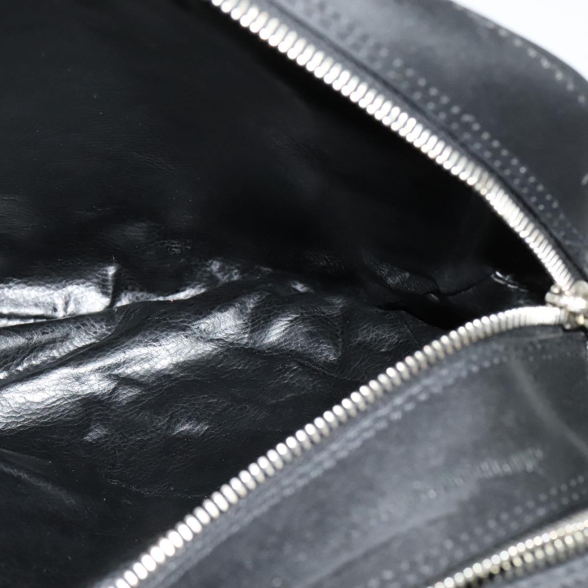 FENDI Shoulder Bag Leather Black Silver Auth bs25833