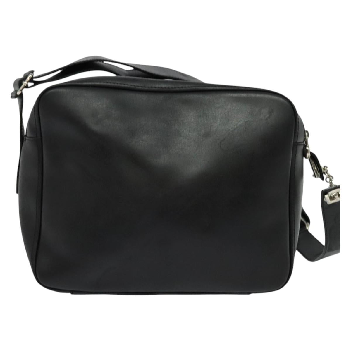 FENDI Shoulder Bag Leather Black Silver Auth bs25833