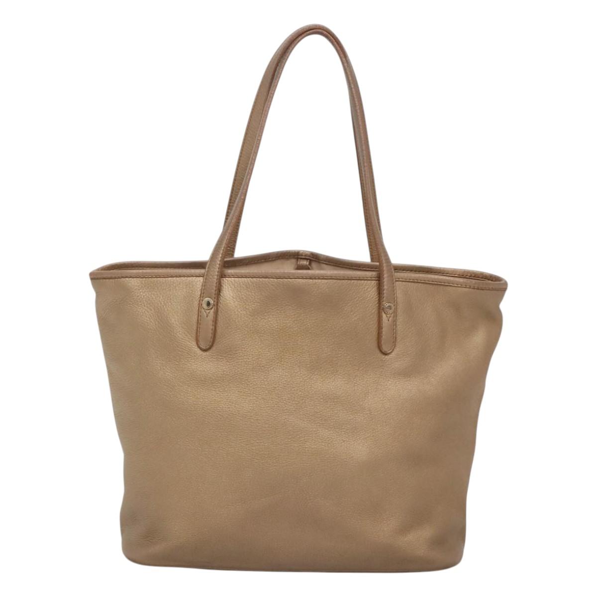 BVLGARI Shoulder Bag Leather Gold Auth bs25837