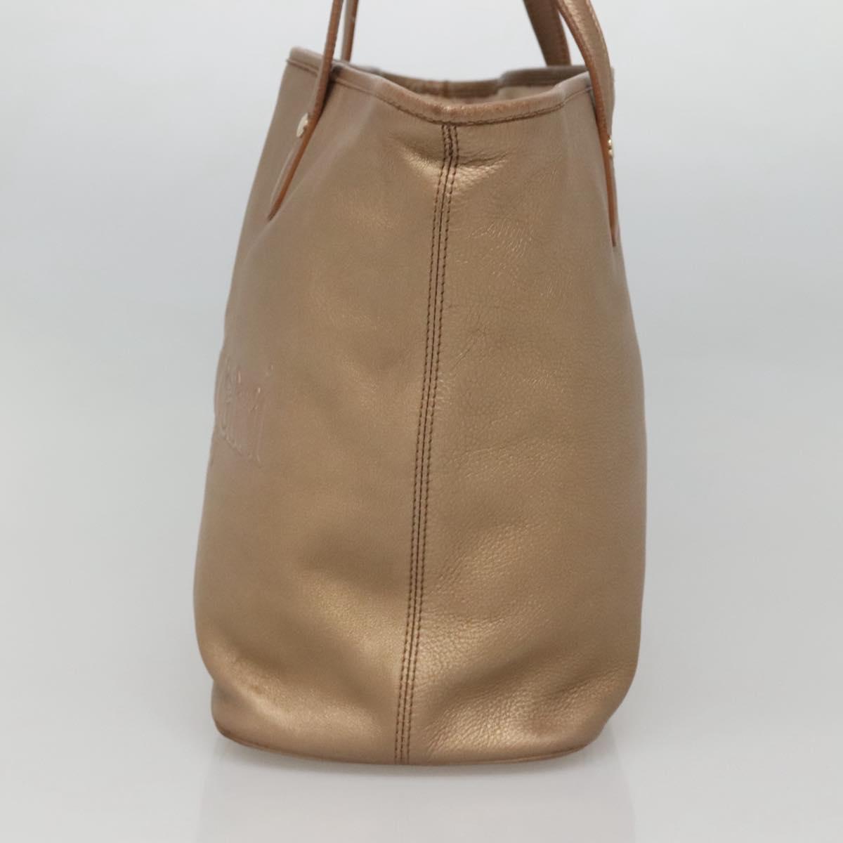 BVLGARI Shoulder Bag Leather Gold Auth bs25837