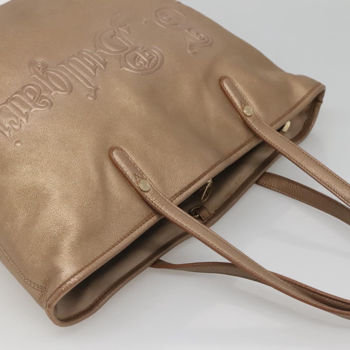 BVLGARI Shoulder Bag Leather Gold Auth bs25837