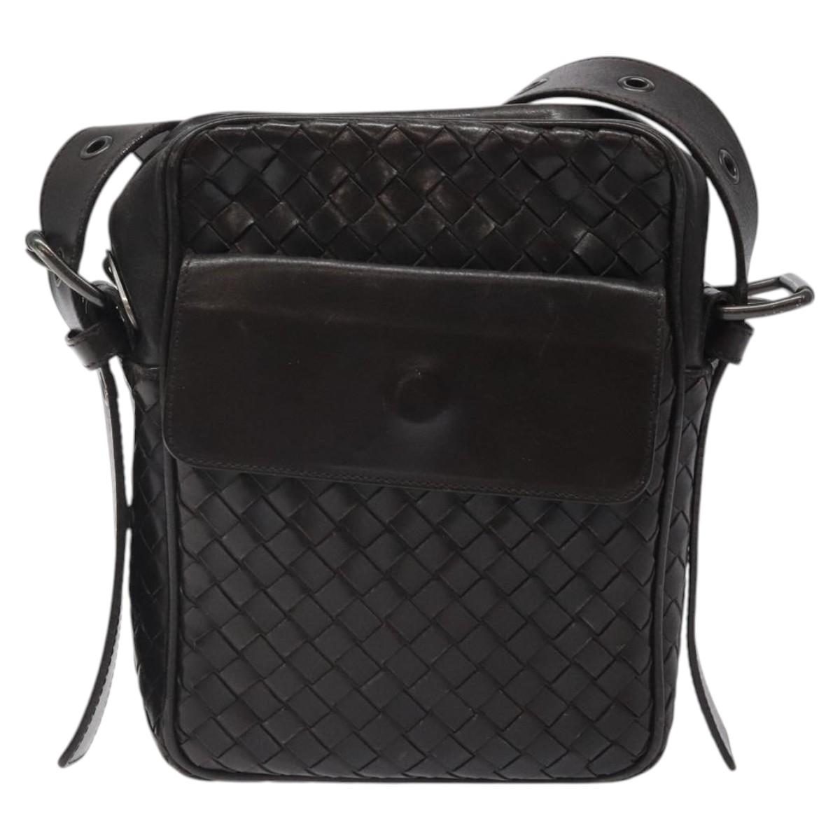 BOTTEGA VENETA INTRECCIATO Shoulder Bag Leather Brown 163313 Auth bs25850