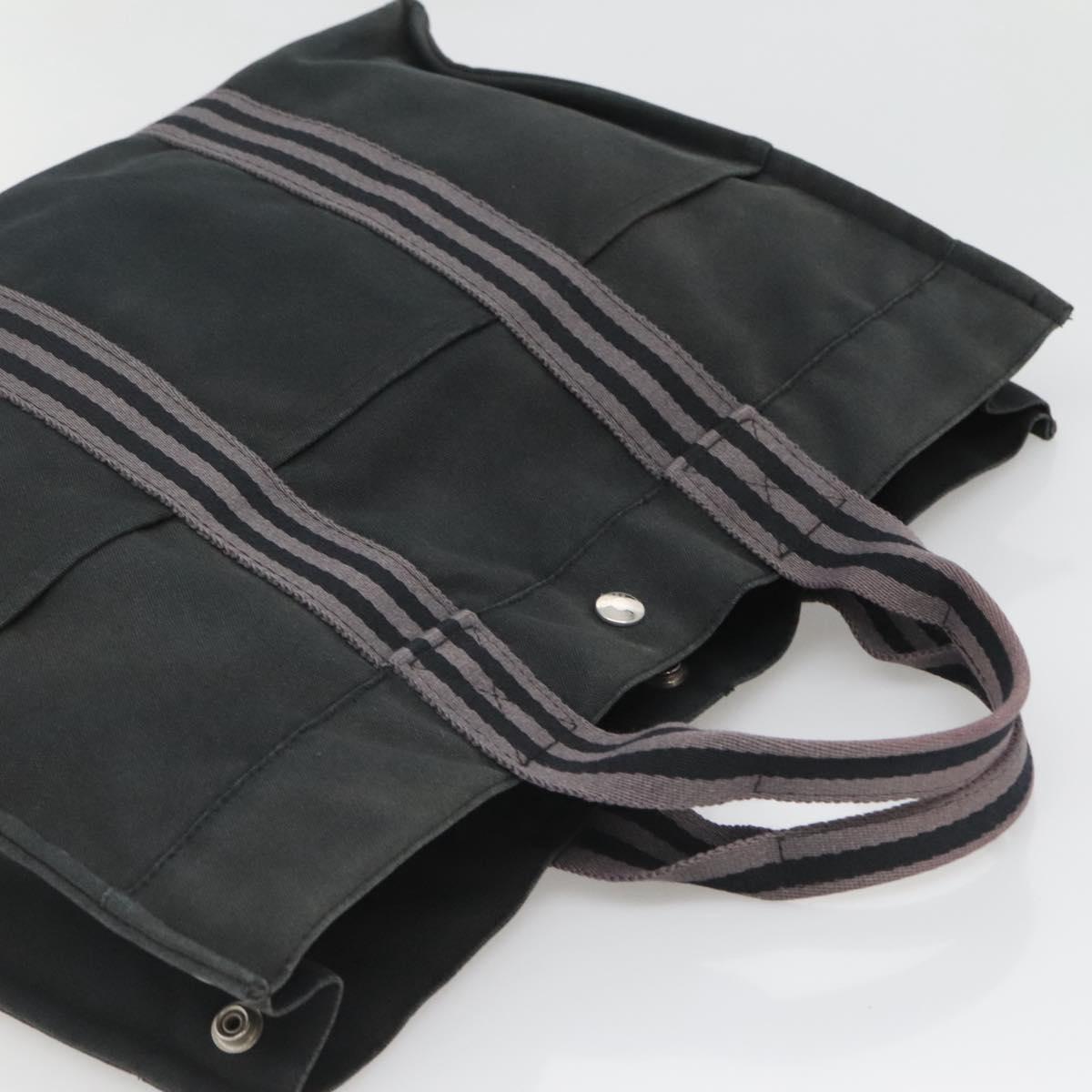 HERMES Fourre Tout MM Hand Bag Canvas Black Auth bs25852