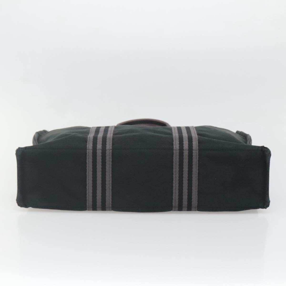 HERMES Fourre Tout MM Hand Bag Canvas Black Auth bs25852